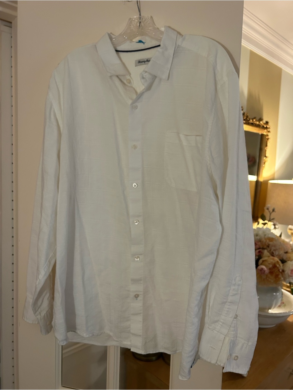 Tommy Bahama Men's White Long-Sleeve Linen Button-Down Shirt